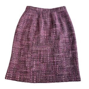 Neiman Marcus Purple Multi Wool Mohair Alpaca Blend Tweed Straight Skirt Size 8